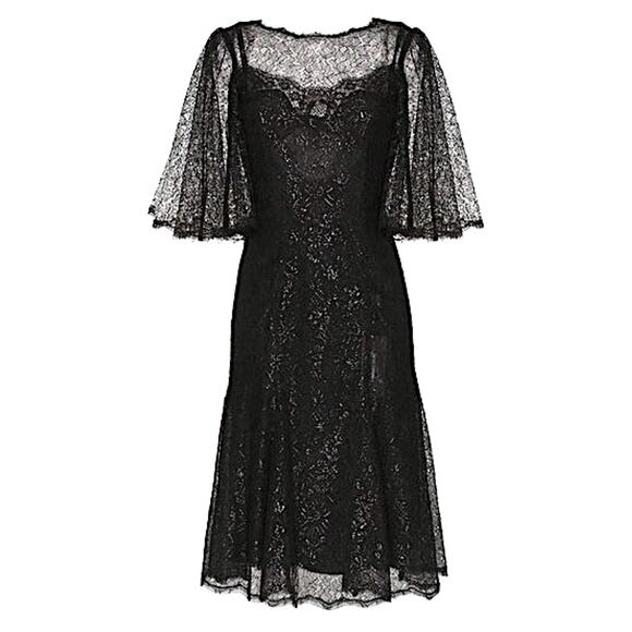 NWT Dolce & Gabbana Black Metallic Corded Lace Flared Low Back Dress IT 42 US M - Picture 1 of 11